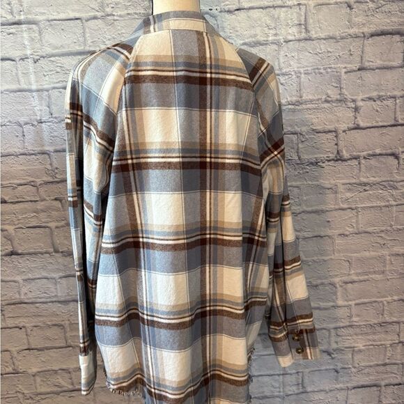 ARULA Plaid Shacket in Blue and Brown - Picture 5 of 6